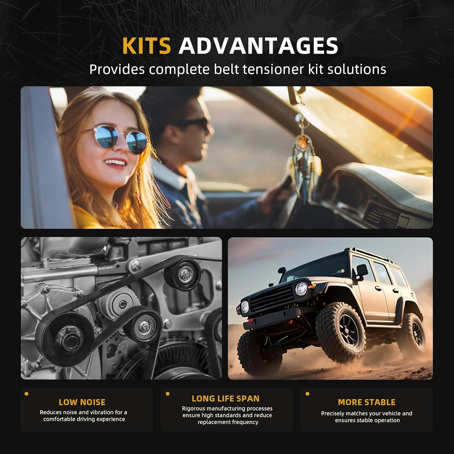 Belt Tensioner Serpentine Belt Idler Pulley Kit For Chrysler 200/Town & Country, For Dodge Avenger/Grand Caravan/Journey, For Ram C/V 3.6L V6 2011-2019, 39282, 38082, 6PK1960 - Image 6