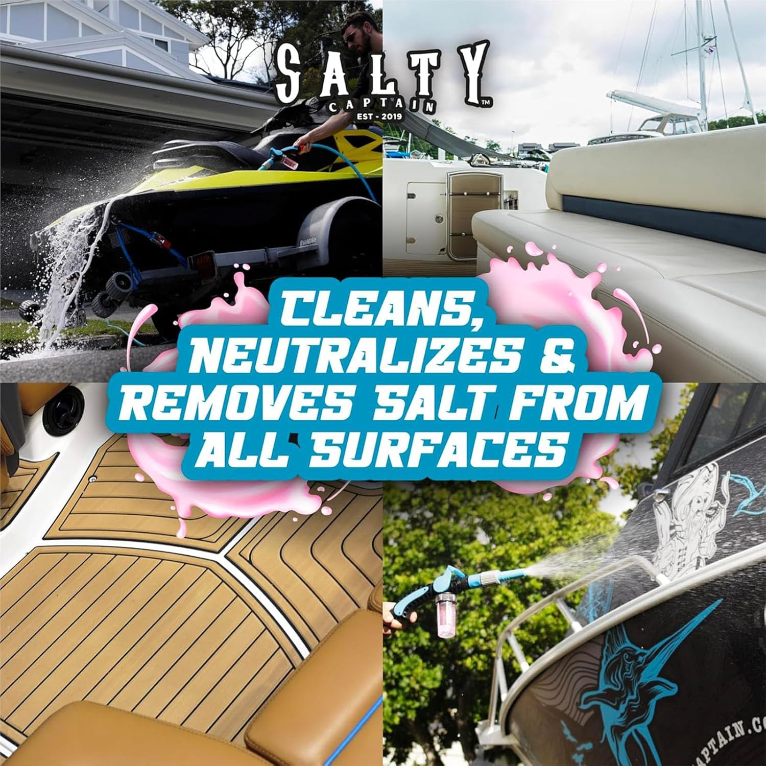 Salty Captain Foaming Salt Remover Wash - Clean & Remove Salt Off Boats & Cars, Prevent Saltwater Corrosion on Marine JetSkis, Trailers, Eco-Friendly Salt Neutralizer Boat Cleaner - Image 7