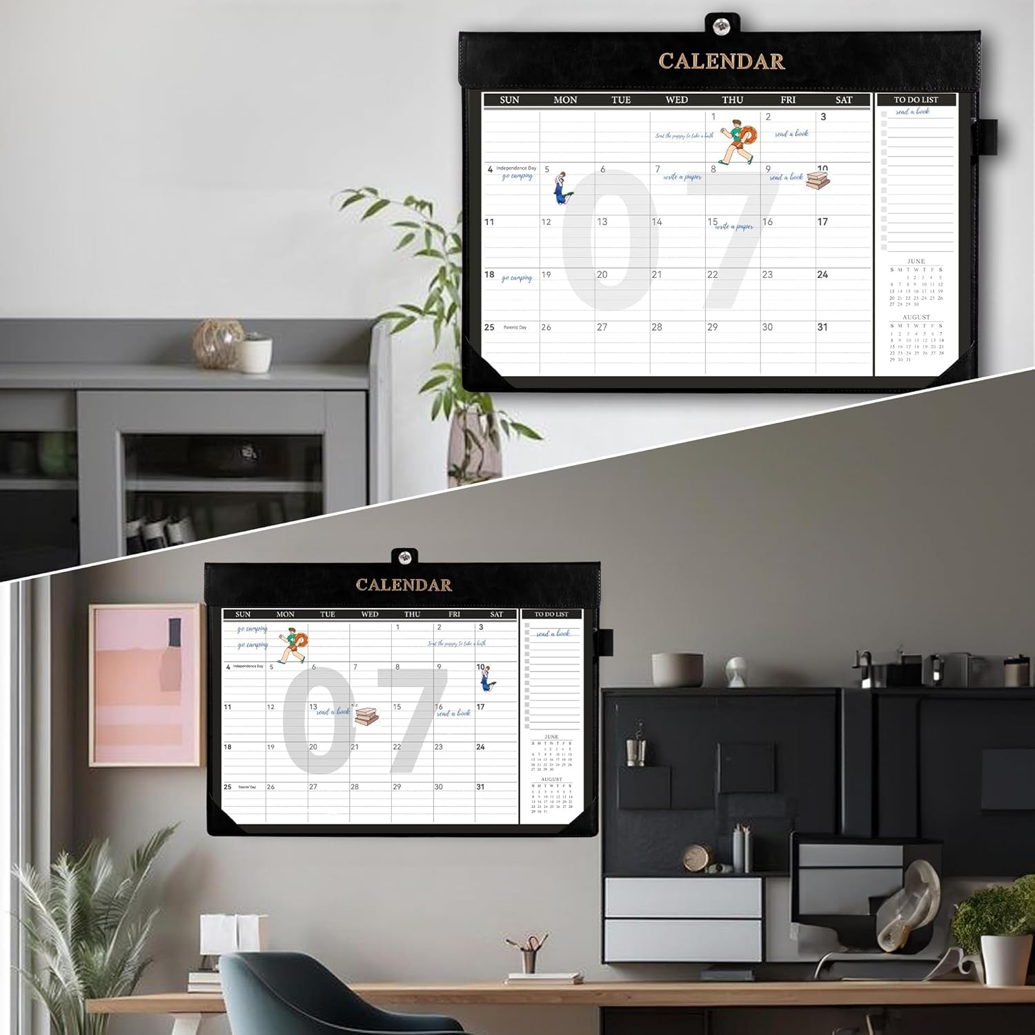 Yoment Desk Calendar 2026-2027, Jan 2026-Dec 2027, Large Desk Calendar with to-Do Lists, 24 Months Leather Desk Pad Wall Calendar with PVC Cover for Work Office School Home Women Men, 17 x 12, Black - Image 8