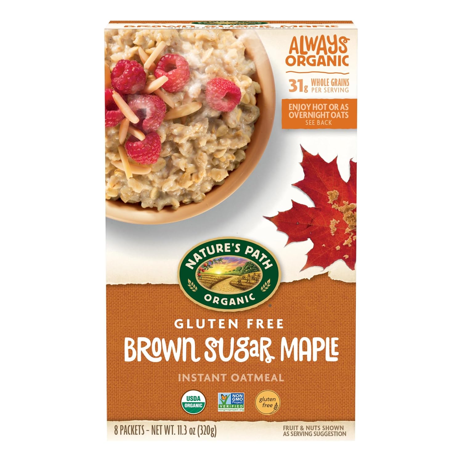 Nature's Path Organic Brown Sugar Maple Instant Oatmeal, 11.3 oz (Pack of 6), Gluten Free, Non-GMO