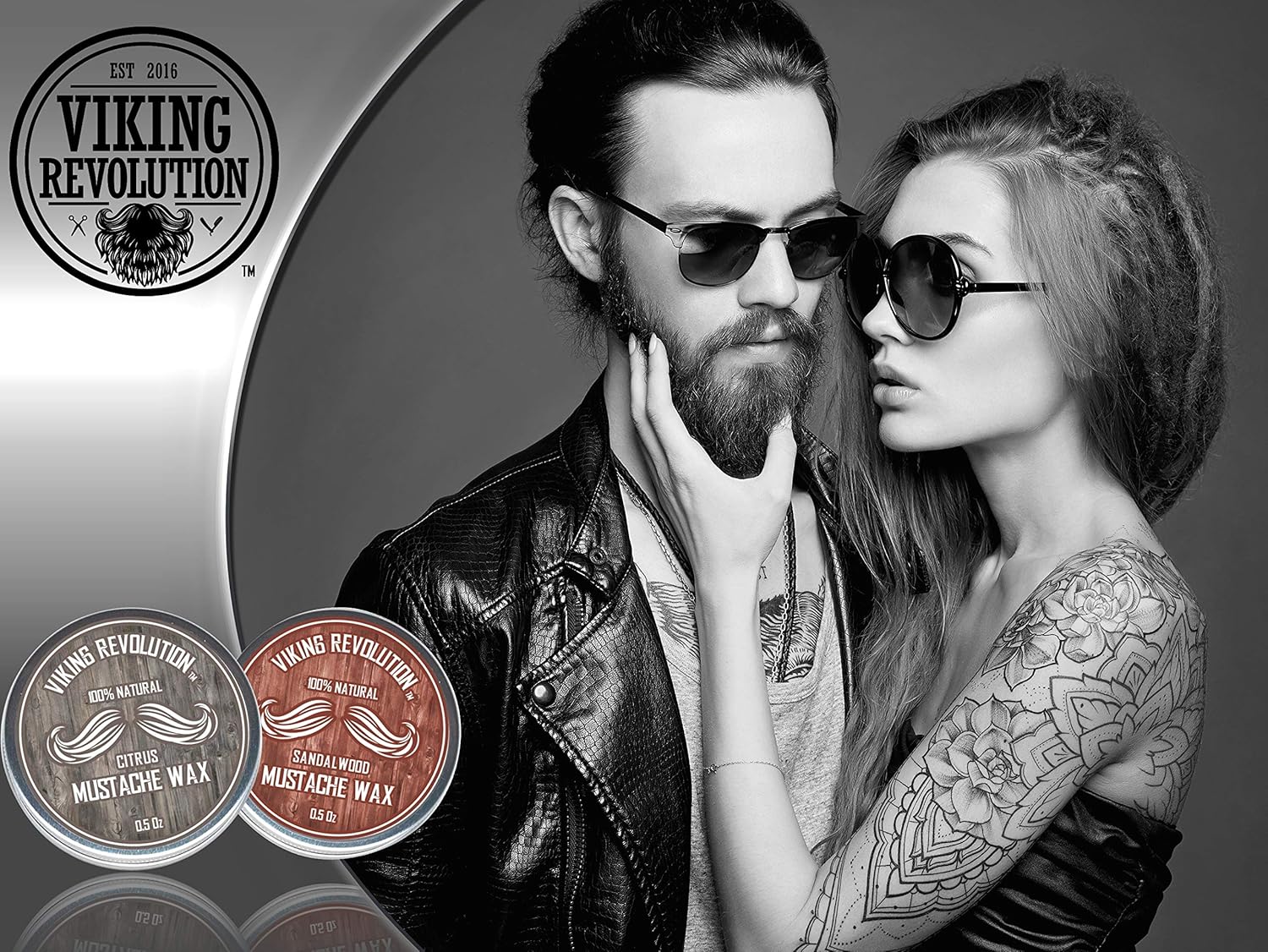 Viking Revolution Mustache Wax 2 Pack - Beard & Moustache Wax for Men - Strong Hold Helps Train Tame & Style (Citrus & Sandalwood, 2 pack) - Image 5