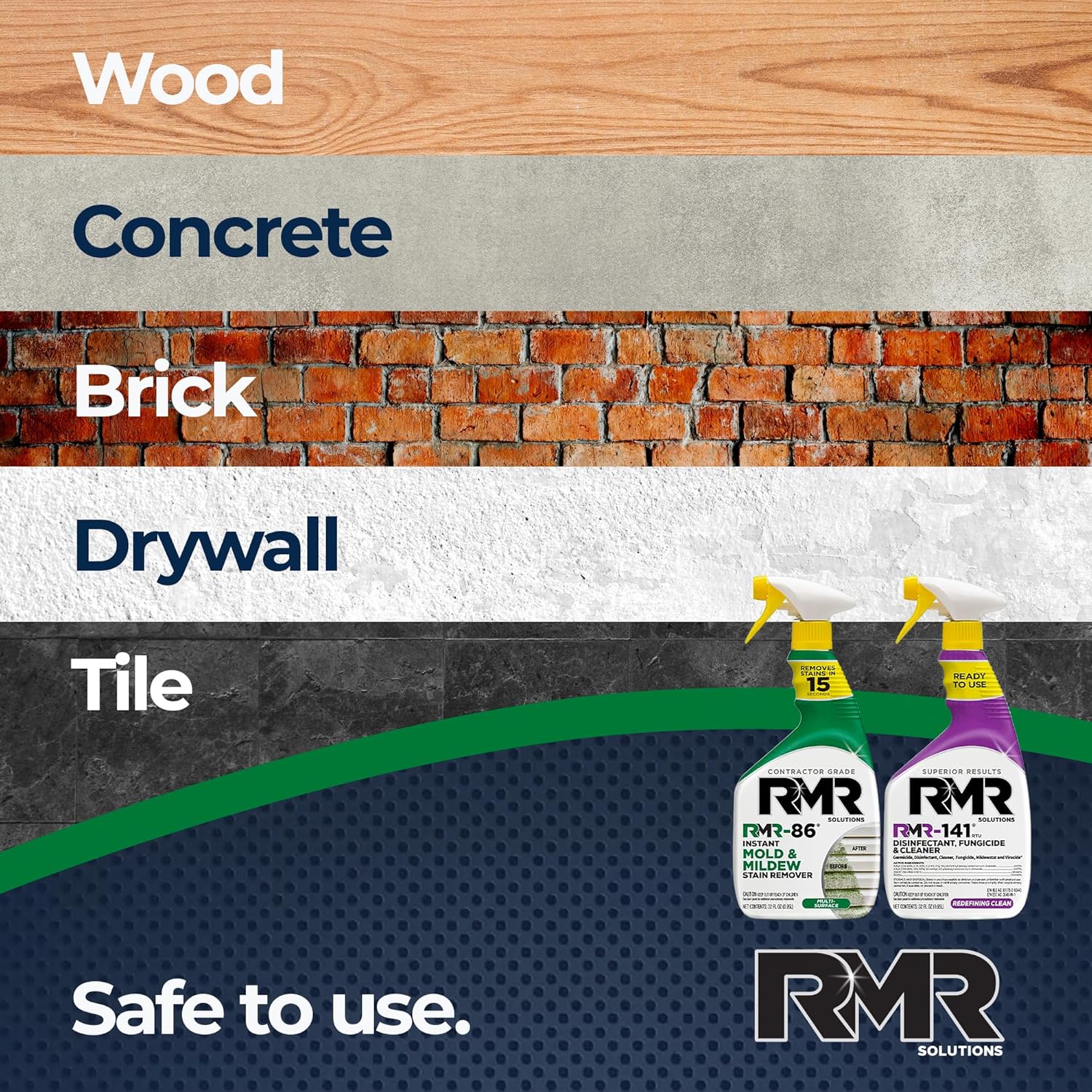 RMR Brands DIY Mold & Stain Remover Bundle, Complete Mold Killer & Mildew Prevention Kit, Disinfectant Spray, Includes 2-32 fluid ounce Bottles - Image 7