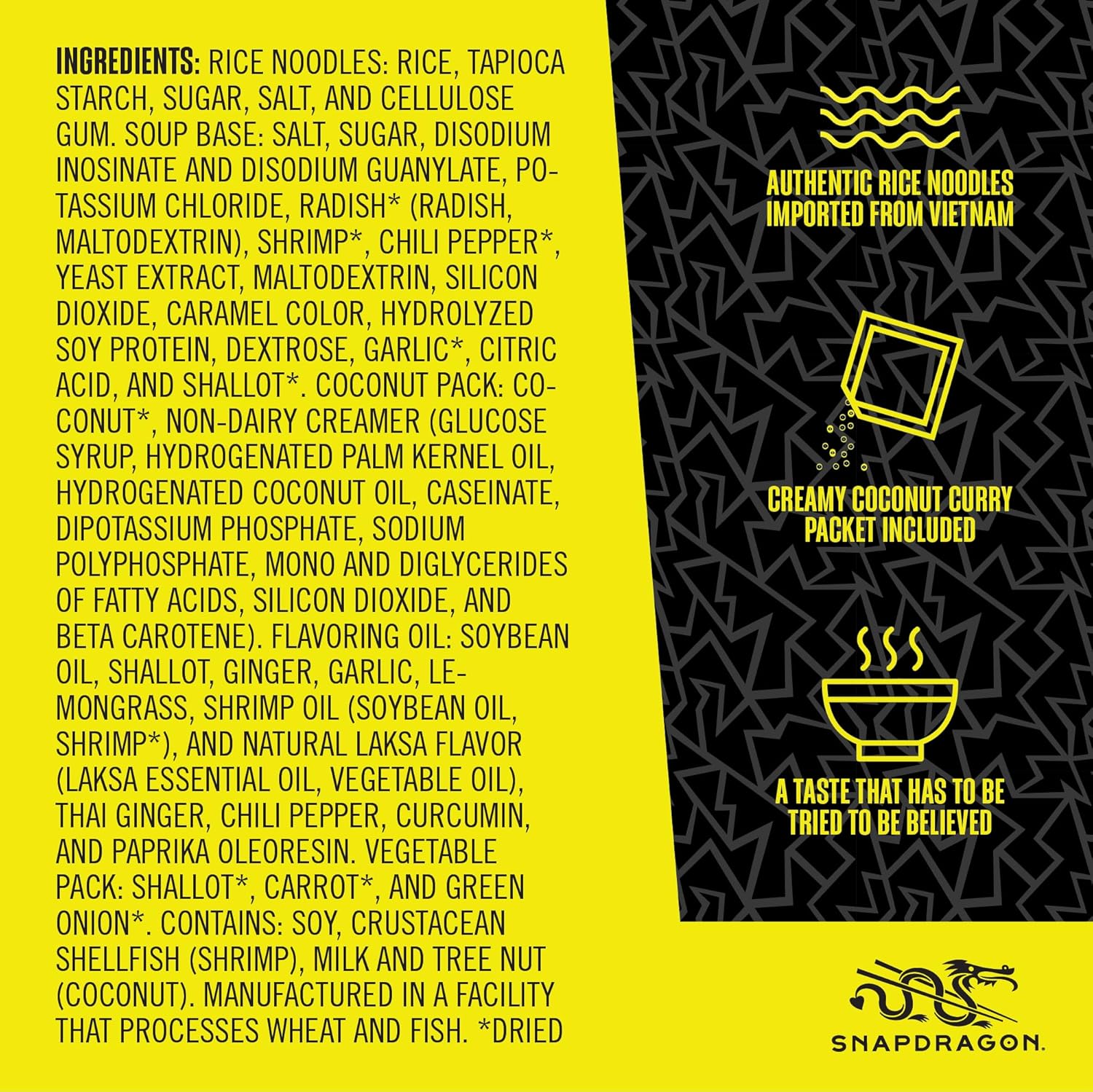 Snapdragon Laksa Curry Instant Noodle Bowls | Coconut Curry Flavor with Rice Noodles | Gluten-Free | No MSG Added | 2.1 oz (6 Pack) - Image 3