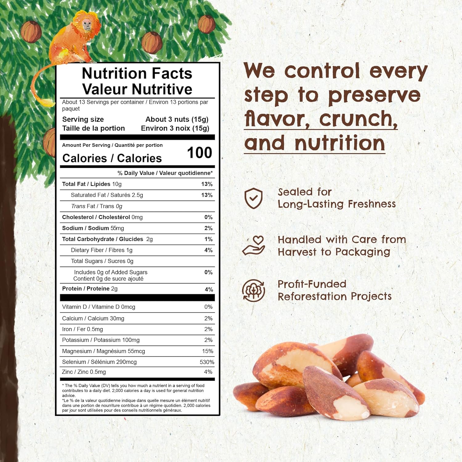 Snack The True Organic Brazil Nuts 7 oz – Raw and Unsalted – Kosher – Healthy-Rich in Vegetable Protein – Harvested in Amazon Rainforest – Fresh, Vegan and Gluten Free – Forest Up - Image 2