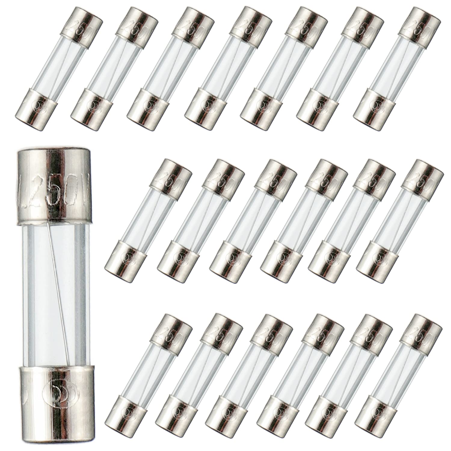 BOJACK 5x20mm 3.15A 3.15amp 250V 0.2x0.78 Inch F3.15AL250V Fast-Blow Glass Fuses (Pack of 20)