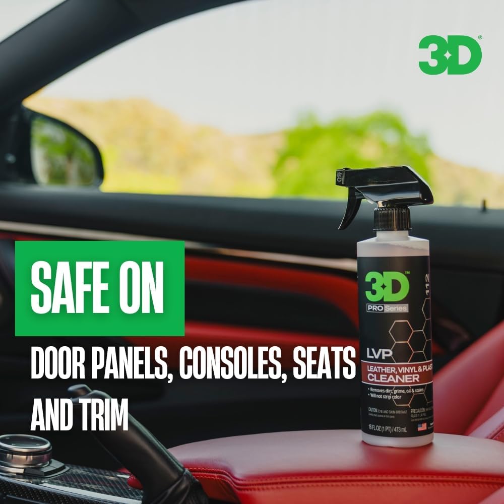 3D LVP Interior Cleaner - Removes Dirt, Grime, Grease, Oil & Stains from Leather, Vinyl & Plastic - Great for Seats, Steering Wheels, Door Panels, Dashboards - Car, Office, Home Use 16oz. - Image 5
