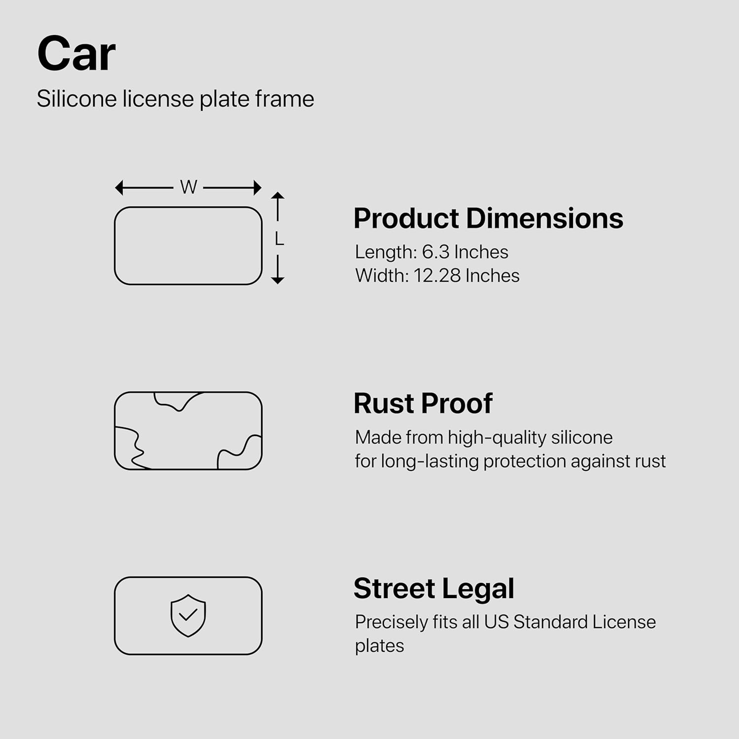 Rightcar Solutions Car Plate Frame, Silicone License Plate Frame, Rust-Proof Rattle-Proof Weather-Proof License Plate Holder for Front or Rear, Red, 1 Pack - Image 4