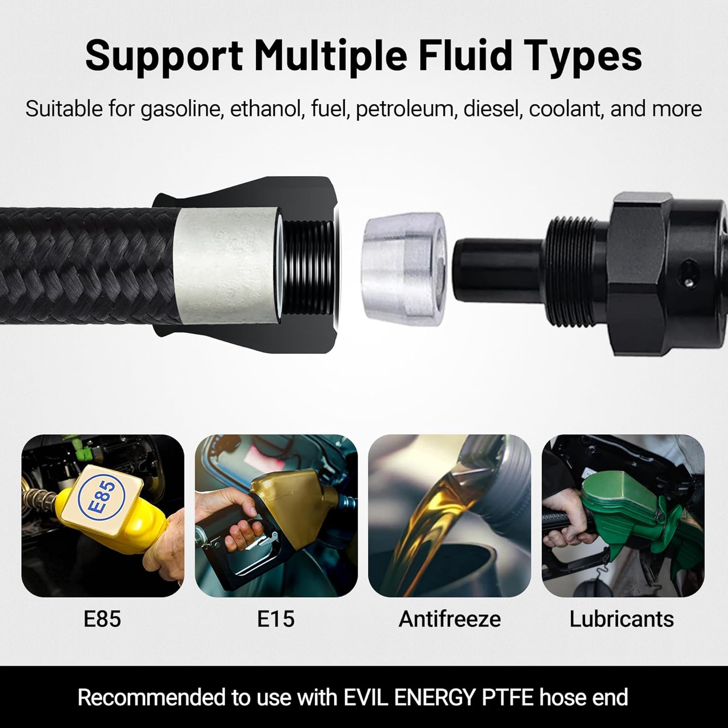 EVIL ENERGY 6AN PTFE Fuel Line Kit,E85 Nylon Braided Fuel Hose 20FT Black&Red AN6 PTFE Fuel Line Hose(5/16Inch ID) - Image 5