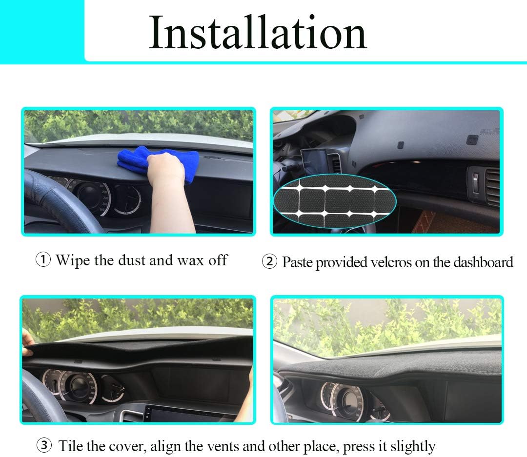 Yiz Dashboard Cover Dash Cover Mat Pad Carpet Custom Fit for Ford F250 F350 F450 Super Duty 1999 2000 2001 2002 2003 2004 / Ford Excursion 2000-2005 (Beige) Y72 - Image 5