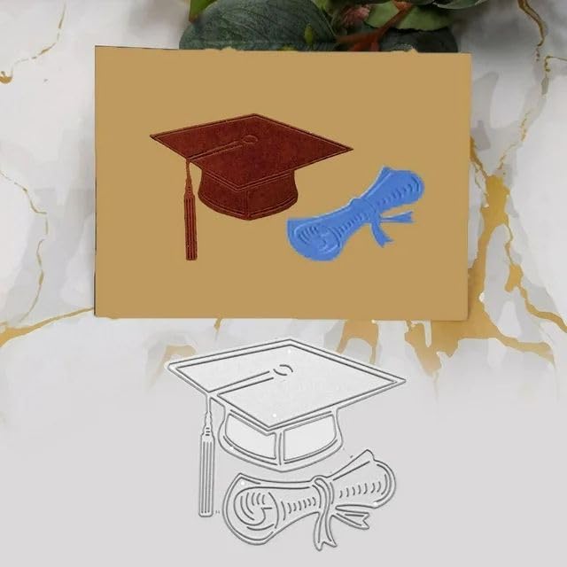 Silver Graduation Hat Cutting Dies Bachelor Cap Metal Die Cuts Graduation Theme Background Embossing Mold for DIY Crafts Scrapbook Album Paper Card Making, Die-Cutting and Embossing, Die-Cuts - Image 5