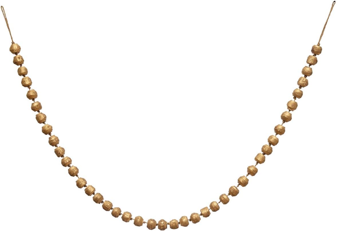 Creative Co-Op Paulownia Wood Bead Garland, Gold Finish