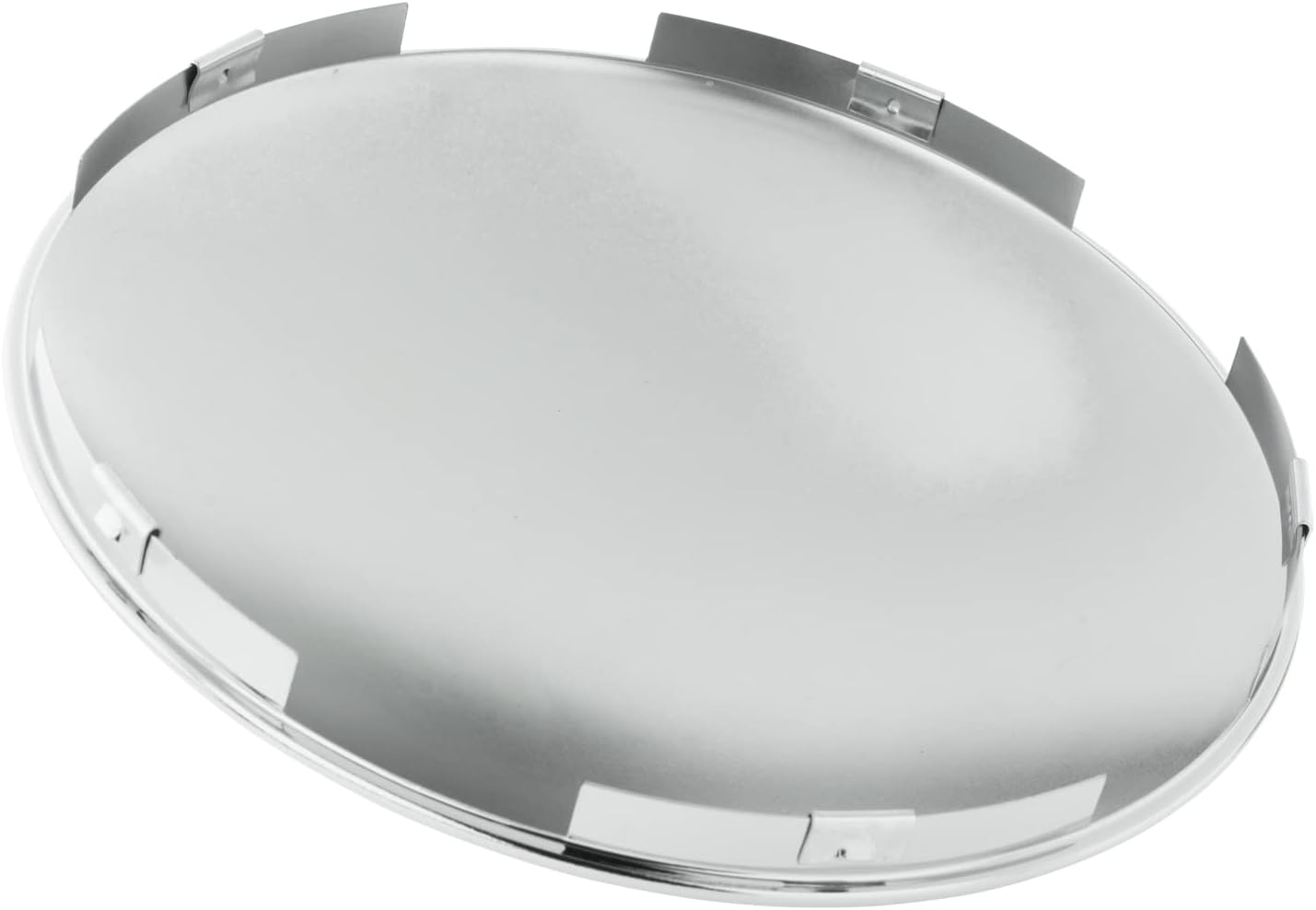 Semi Truck Hub Cap Cover - 5 Even Notched - for Front Wheel Universal Fit - 2 Pc Pack, Lip: 7/16" with pre-Installed Clips (Dome Top, Chrome) - Image 2