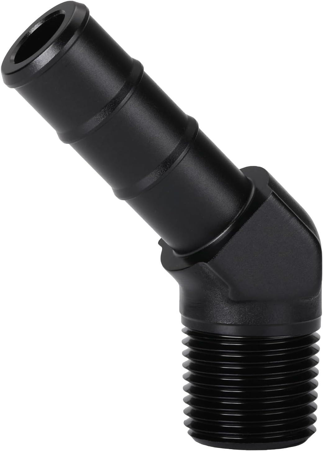1/2 NPT Male to 5/8 Hose Barb Fitting Adapter 45 Degree Aluminum Black - Image 3