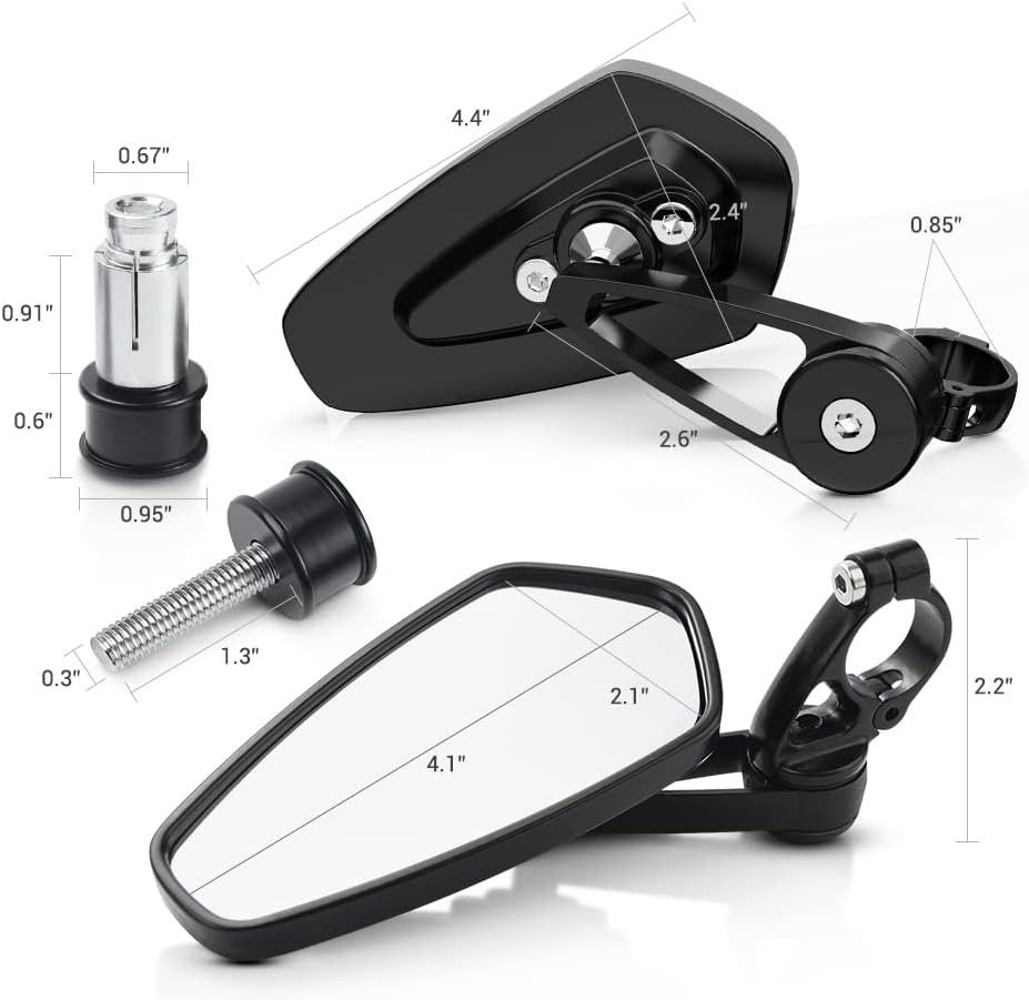 MICTUNING Motorcycle Mirrors - 7/8" (22mm) Bar End Rear View Mirrors Compatible with Most Honda Grom, Yamaha, Kawasaki, Ducati, Suzuki and More - Image 6