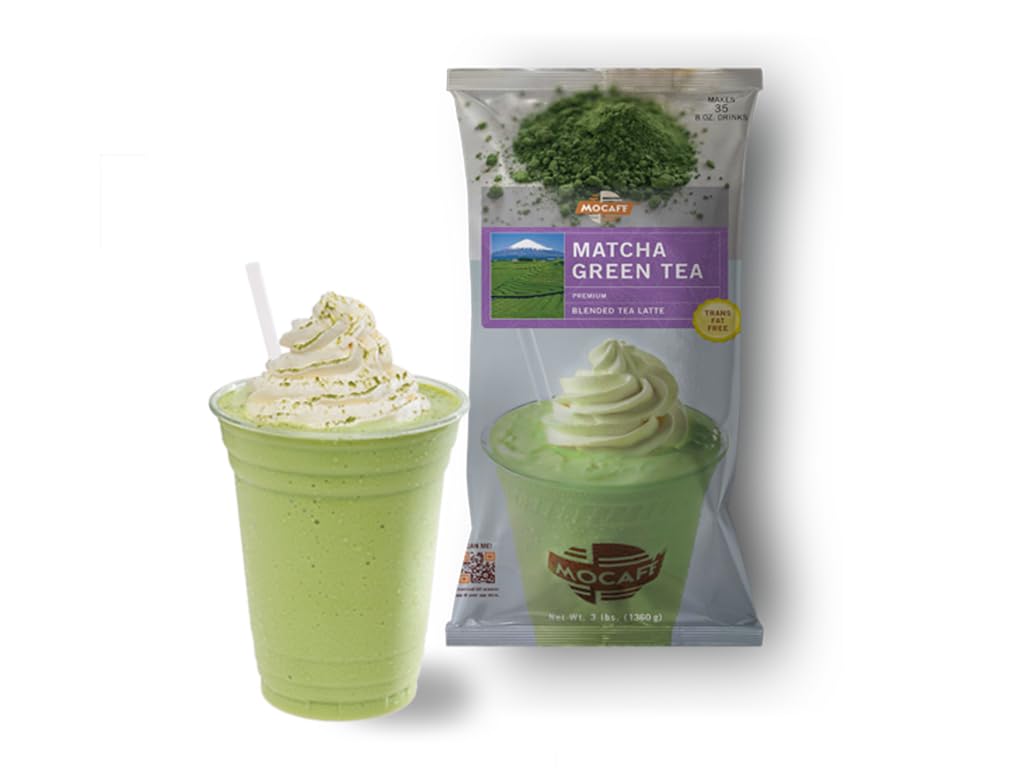 MOCAFE Matcha Green Tea Blended Tea Latte, 3-Pound Bag Instant Frappe Mix, Coffee House Style Blended Drink Used in Coffee Shops - Image 2
