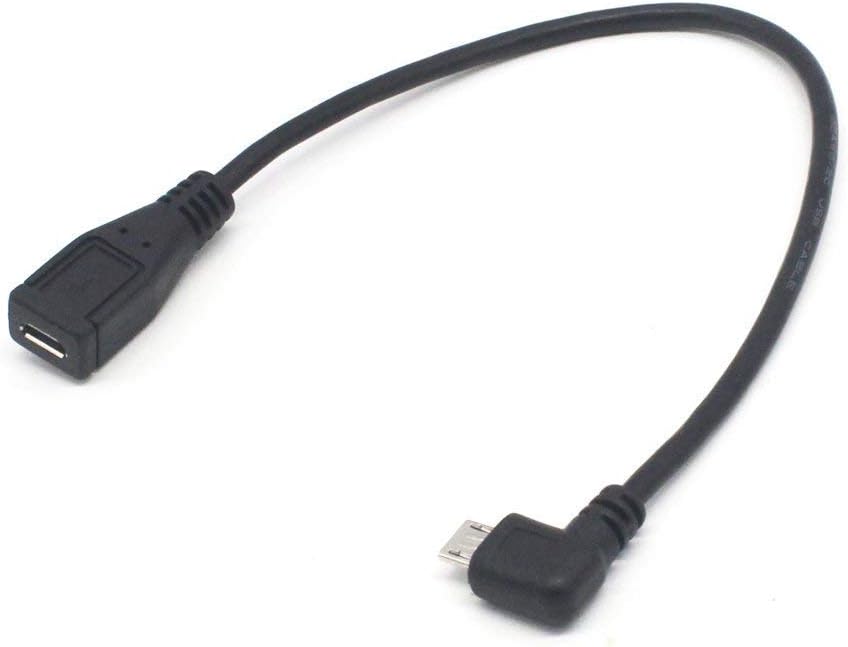 Micro USB Left Angle,Micro USB Extension Cable, 90 Degree Micro-B Male to Female Extension Cable, Data Transferring Cable Suitable for Samsung, HTC, Huawefti, Driving Recorder,Sony and More-2pack - Image 3