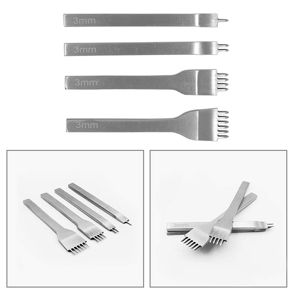 Leather Craft Tool Hole Punches 1+2+4+6 Prong Lacing Stitching Punch, Craft Kits (3mm) - Image 3