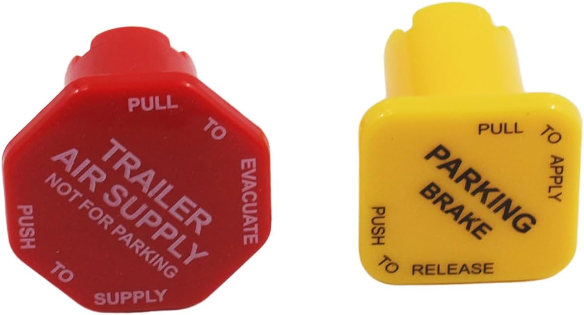 Truck Parking Brake Knob Yellow and Trailer Air Supply Knob Red 5/8" Threaded MV-3 Dash Valve Control Compatible with Bendix Peterbilt Kenworth Volvo Truck 298818 298817 - Image 6