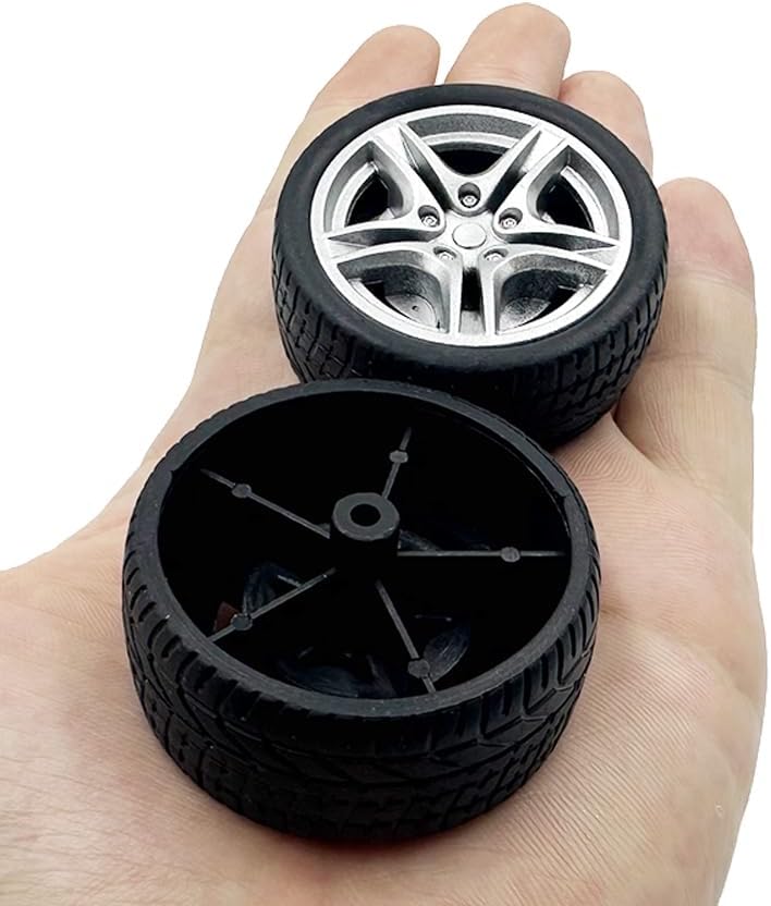10PCS Toy Car Wheel 48mm Toy Car Rubber Tire Wheels with 5PCS Shaft Round Rod Axles for RC Car Truck Robot DIY Model Toy Parts - Image 6