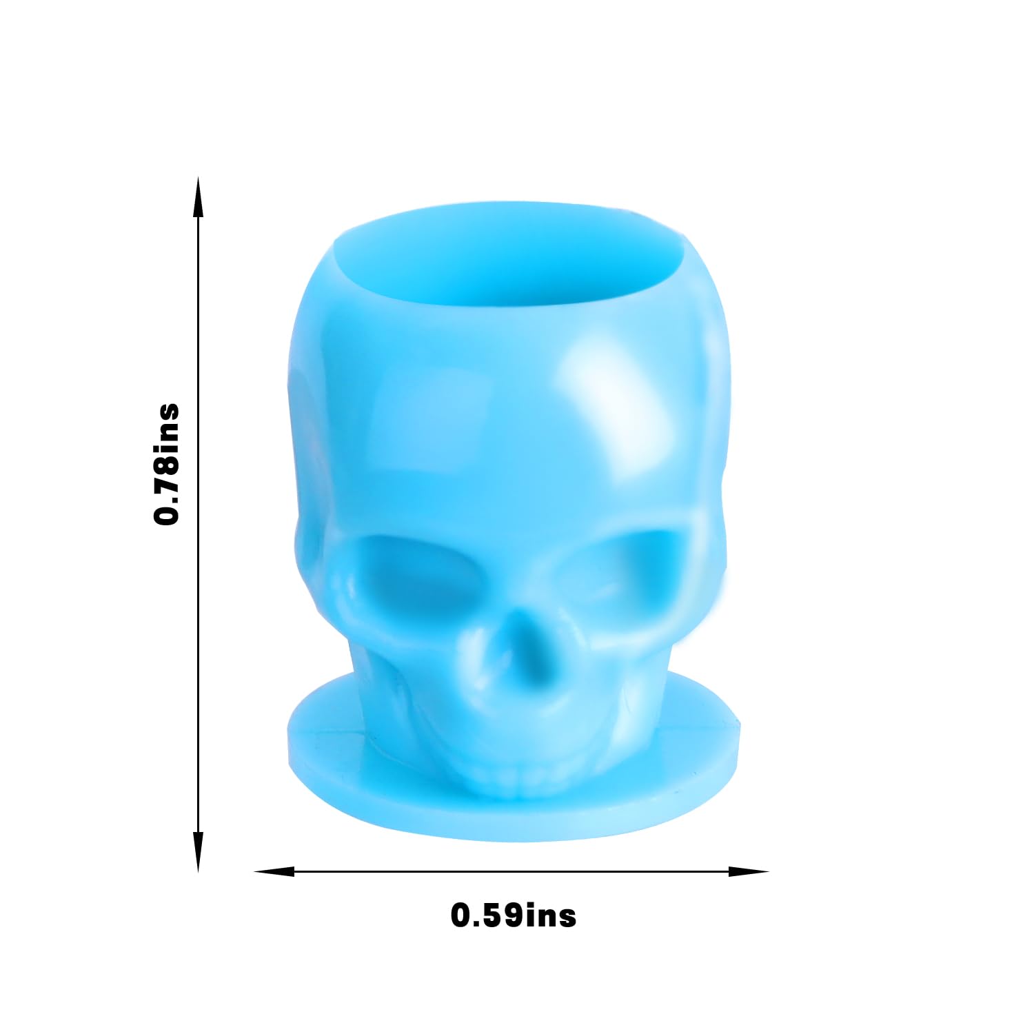 Tattoo Ink Caps 200PCS Disposable Skull Plastic Ink Cups for Tattooing Makeup Eyebrow Eyeliner Lip Pigment Holder Cups with Base Tattoo Supplies and Accessories (Blue) - Image 2