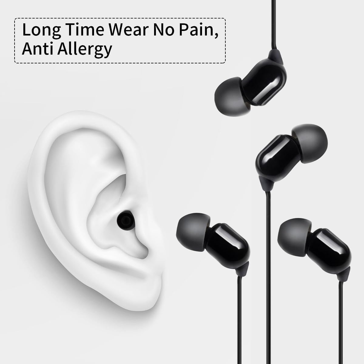 60PCS Earbuds Replacement Tips Silicone, Ear Bud Replacement Pieces Silicone, Soft Silicone Replacement Earbuds Fit Most in-Ear Earbuds 3 Sizes S/M/L, Black - Image 2