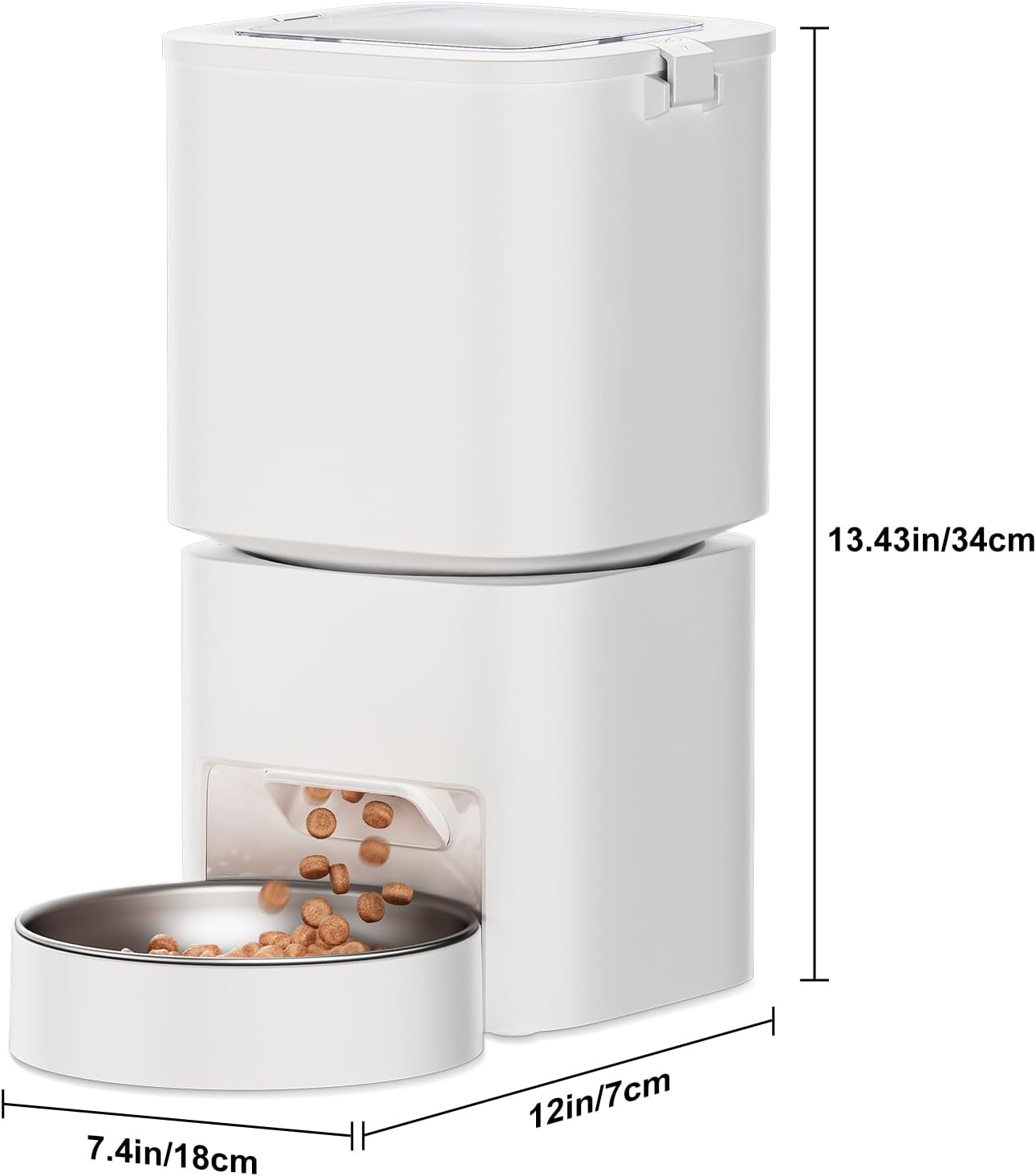 5L/21 Cups Automatic Cat Feeder, Timed Automatic Pet Feeders, Cat Dry Food Dispenser Dual Power, 10 Meals Programmable 1-15 Portion Control Cats Feeder, Pet Food Dispenser for Cats & Puppy(Not WiFi) - Image 8