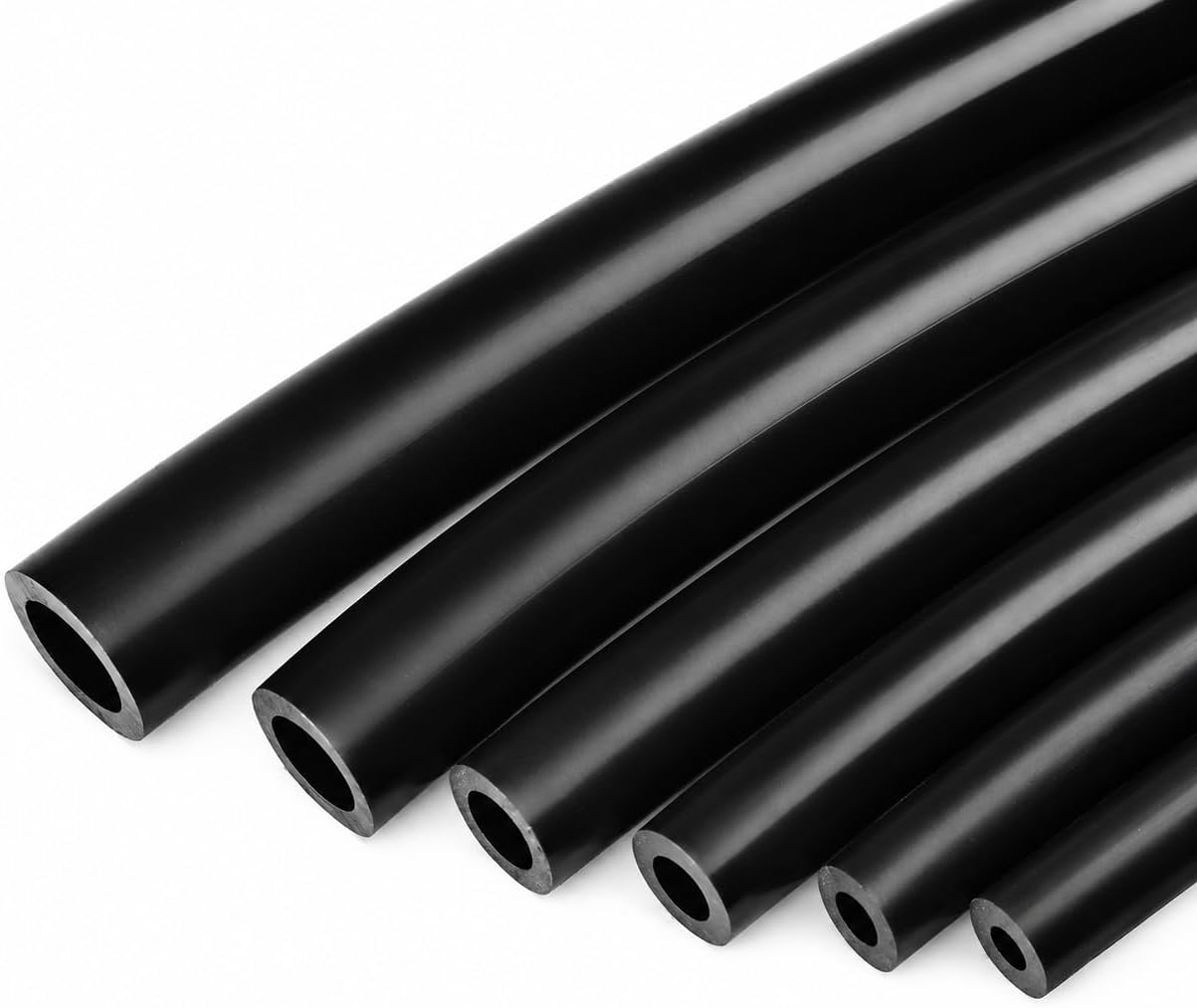Ucreative Silicone Vacuum Hose Kit 6PCS 5FT Tubing (1/8" to 3/8") High Performance Automotive Replacement (Black)