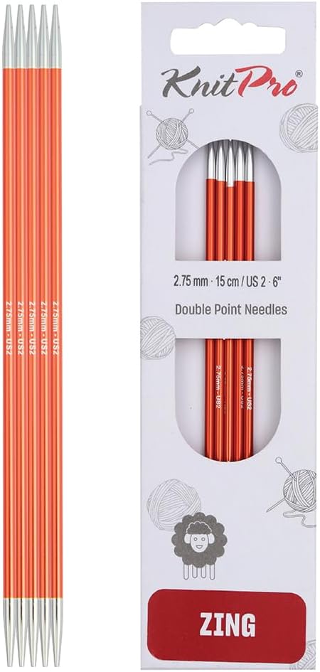 KnitPro Zing Double Pointed Needles 6" (15cm) | US Size 2 (2.75mm)