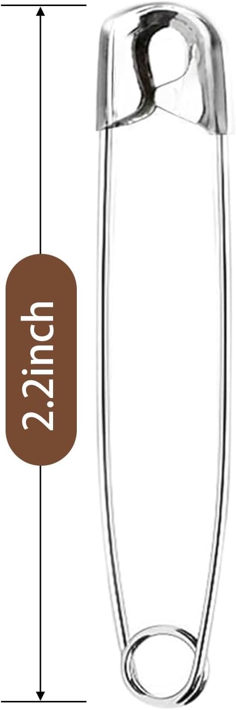 XKDOUS 2.2 Inch Large Safety Pins 200 Pcs Silver Pins Bulk Heavy Duty for Clothes, Sewing, Craft - Image 3