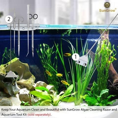 SunGrow Aquarium Glass Cleaner, Long Handheld Tool Cuts Cleaning Time to Half, Keep Hands Dry, Sharp Blade to Scrape Thickest Residue, Frequent Tank Maintenance - Image 6