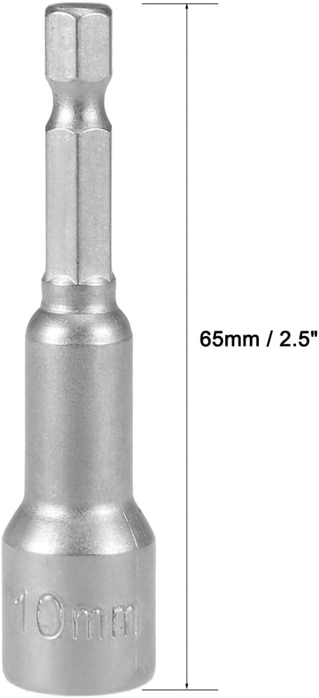 uxcell 5 Pcs 1/4" Quick-Change Hex Shank 10mm Magnetic Nut Setter Driver Drill Bit, 65mm Length, Metric - Image 3