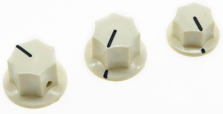 KIAISH Set of 3 Aged White Brass Insert USA Spec 1/4" Large and Small Knobs Bass Knobs for Jazz J Bass