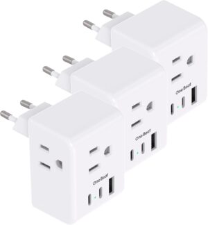3 Pack European Travel Plug Adapter...