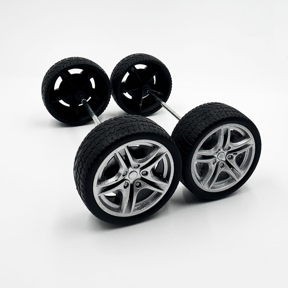 10PCS Toy Car Wheel 48mm Toy Car Rubber Tire Wheels with 5PCS Shaft Round Rod Axles for RC Car Truck Robot DIY Model Toy Parts - Image 5