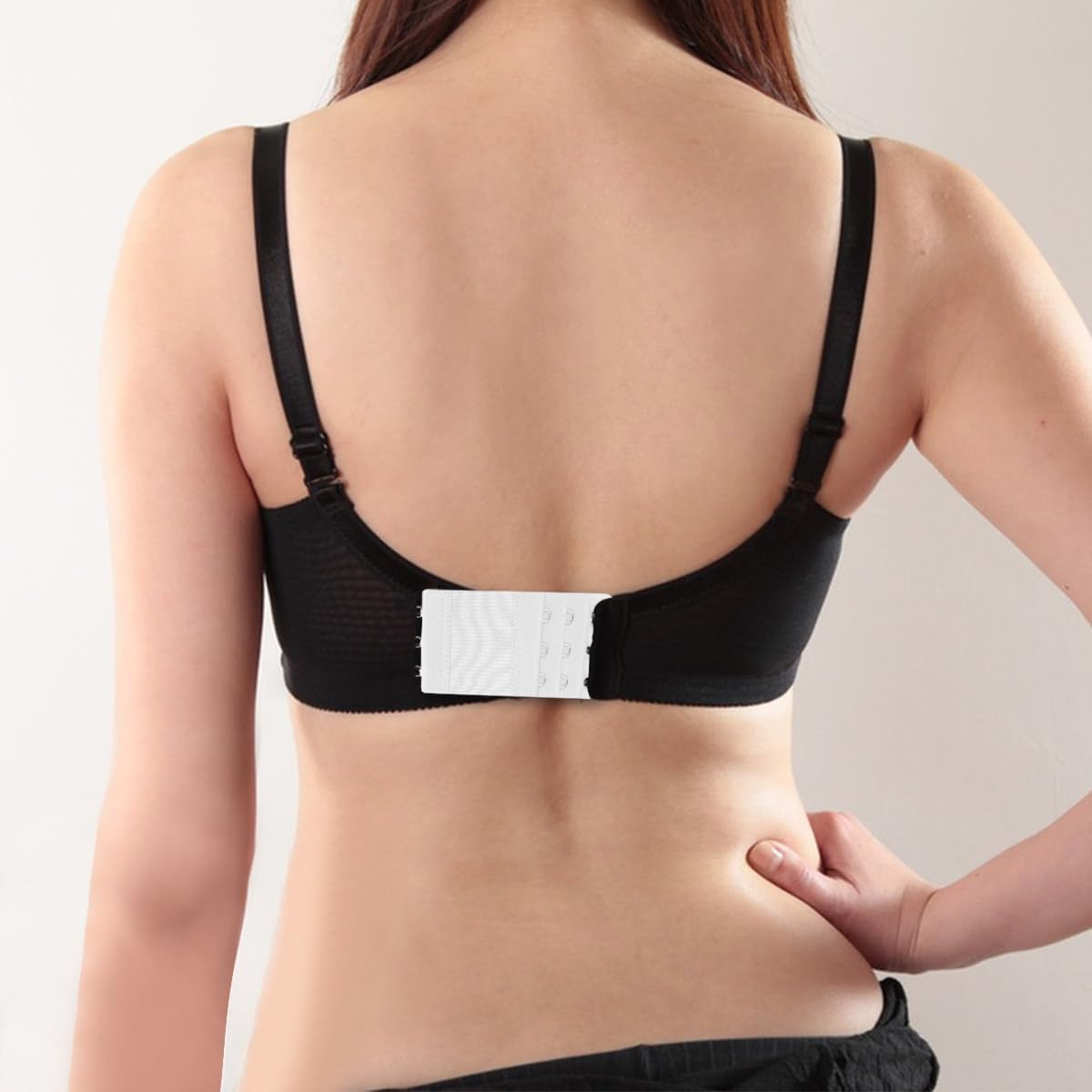 6 Pieces Bra Extenders 3 Hooks 3 Hook Women's Elastic Bra Extender Stretchy Bra Extension Strap Soft & Comfortable 3 Rows Bra Band Extender for Women Black White Skin Color Bra Extensions (3 Colors) - Image 2