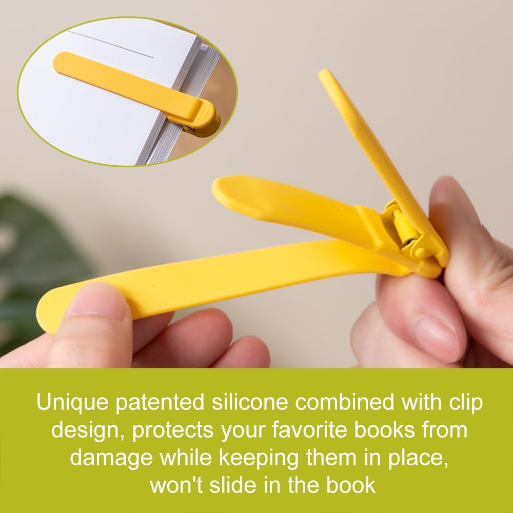 3Pcs Automatic Bookmark, Silicone Smart Book Marks for Reading Women, Men, Kids,Cute Unique Book Markers Bookmark Clip Reading Accessories Gifts for Book Lovers (1 Yellow+1 Red+1 Blue) - Image 5