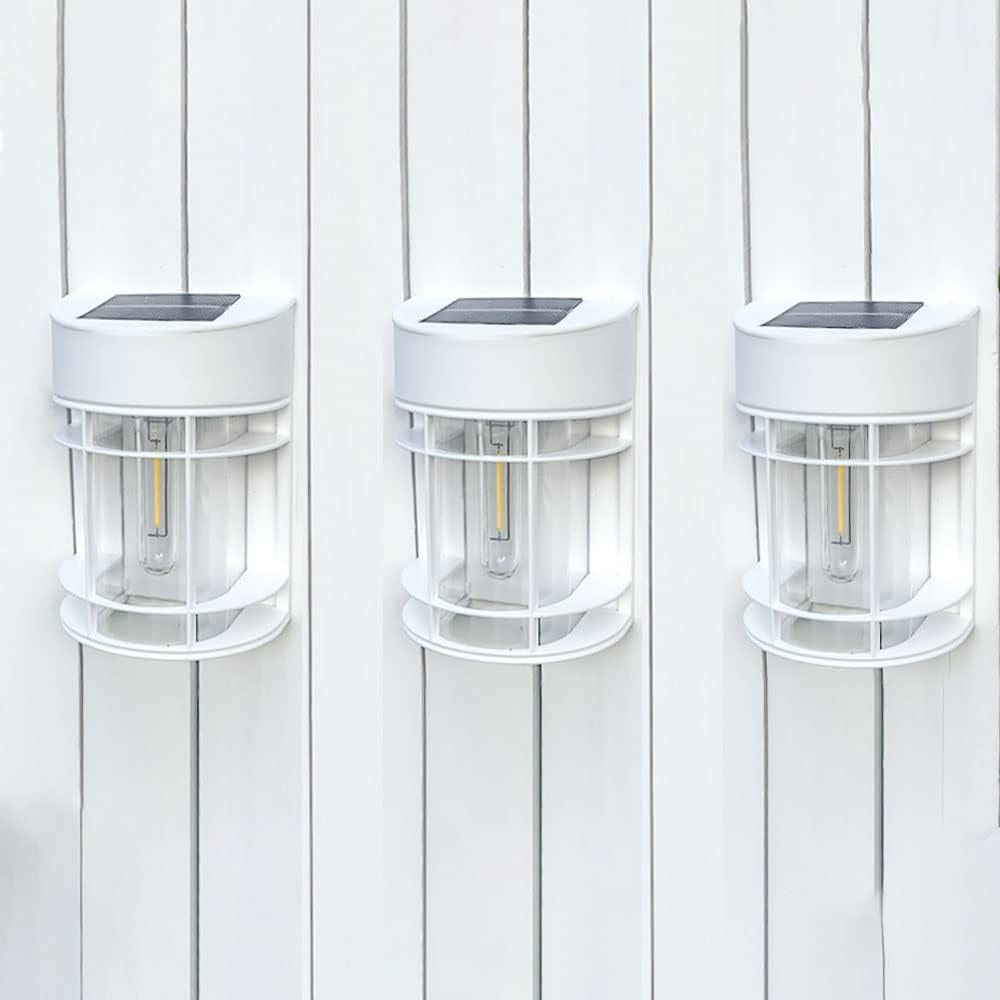 Solar Fence Lights, 8 Pack Deck Light Solar Powered, Waterproof Solar Outdoor Lights Decorative for Garden Backyard Fence Post Patio, White