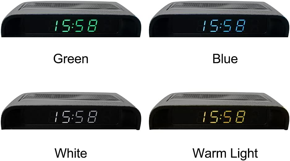 Kakalote Solar Powered LCD Car Clock, Stick-On Luminous Dashboard Clock with Adjustable Brightness, Date, Temperature Display - Image 2