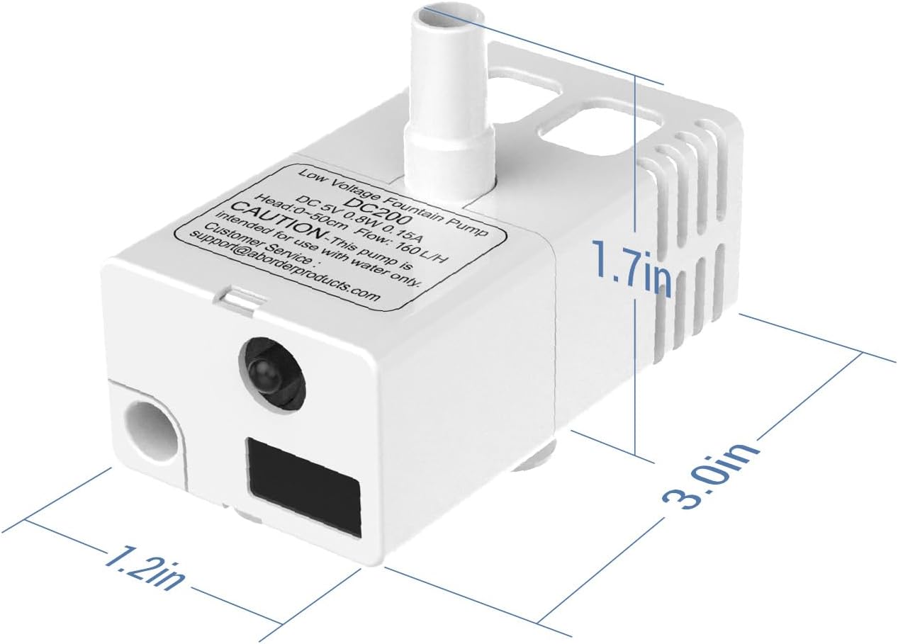 Veken Replacement Pump for 50oz, 95oz and 108oz Pet Fountain Cat Water Fountain Dog Water Dispenser Ultra Quiet Long Lifespan Water Pump, USB Cable, LED Lights - Image 5