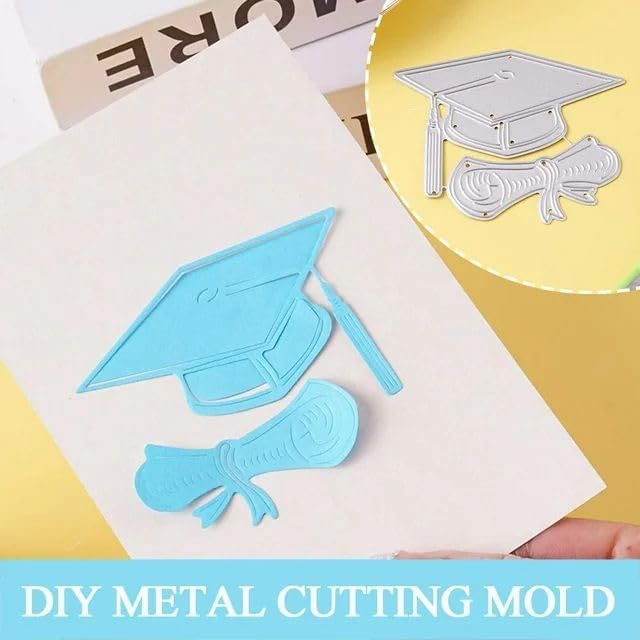 Silver Graduation Hat Cutting Dies Bachelor Cap Metal Die Cuts Graduation Theme Background Embossing Mold for DIY Crafts Scrapbook Album Paper Card Making, Die-Cutting and Embossing, Die-Cuts - Image 2