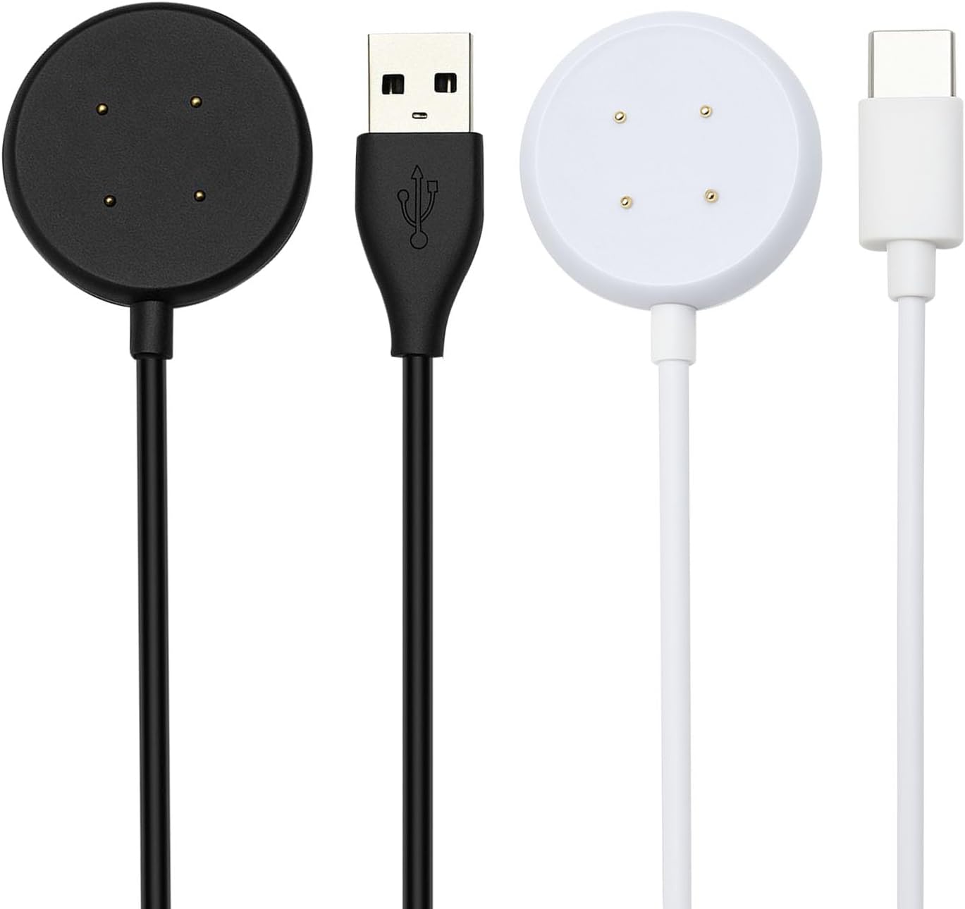 Compatible with Google Pixel Watch 3/Pixel Watch2 Chargers, 2 USB-A Type-C Ports,3.3 feet/100 Smart Watch Charging Cable Adapter, Accessories for Fitbit Ace LTE/Versa 3/Versa4 (2, Black White)