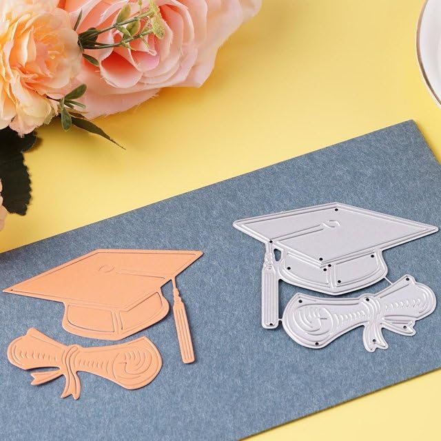 Silver Graduation Hat Cutting Dies Bachelor Cap Metal Die Cuts Graduation Theme Background Embossing Mold for DIY Crafts Scrapbook Album Paper Card Making, Die-Cutting and Embossing, Die-Cuts - Image 3