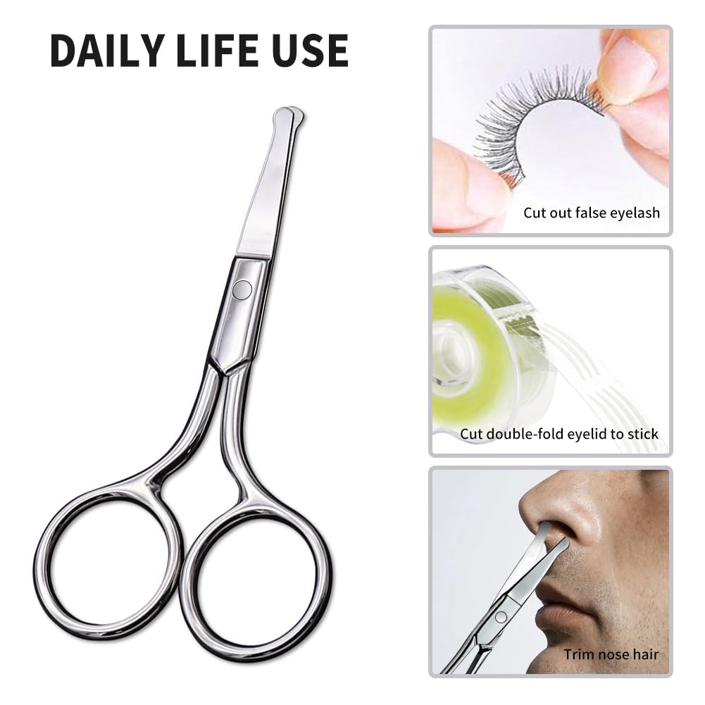 AsonTao Small Scissors With Round Tip Design - Professional Grooming for Hair, Eyelashes, Nose, Eyebrow Trimming, Mustache - Will Not Hurt the Nasal Cavity - Image 6