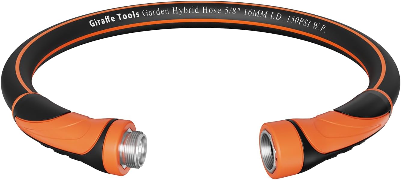 Giraffe Tools 3ft x 5/8" Short Leader Hose, Flexible & Lightweight Hybrid Garden Water Hose, Heavy Duty Hose with Swivel Handle, Male to Female Fittings