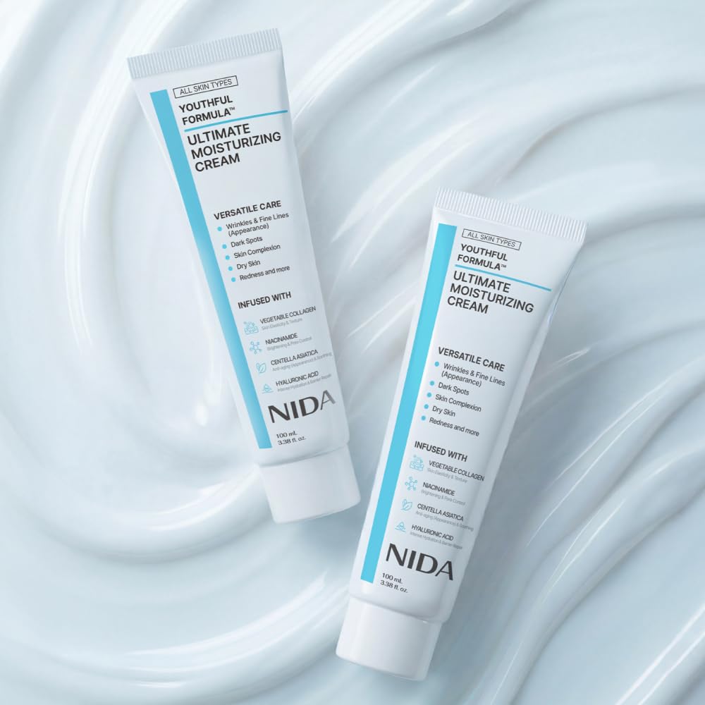 NIDA Youthful Formula™ Ultimate Moisturizing Cream | Centella Asiatica, Niacinamide, Hyaluronic Acid, Collagen | Wrinkles, Fine Lines, Dark Spots, Dry Skin, Redness | 3.38 fl. oz., 100ml - Image 6