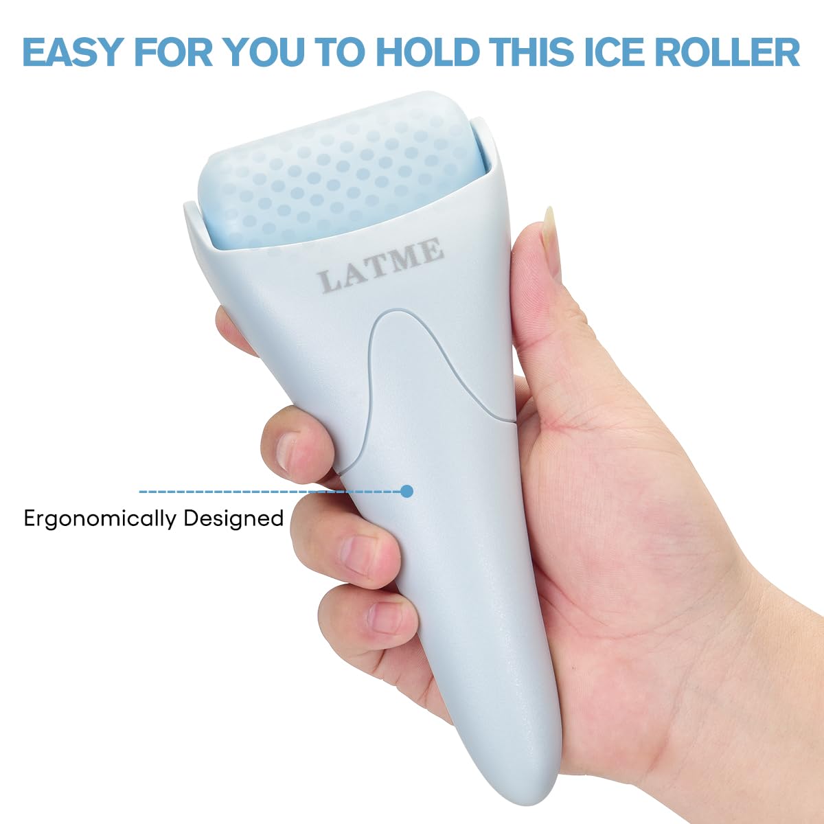 LATME Ice Roller for Face Eyes,Womens Gifts,Face Massager Roller Puffiness Migraine Pain Relief and Minor Injury (Smoggy Blue) - Image 6