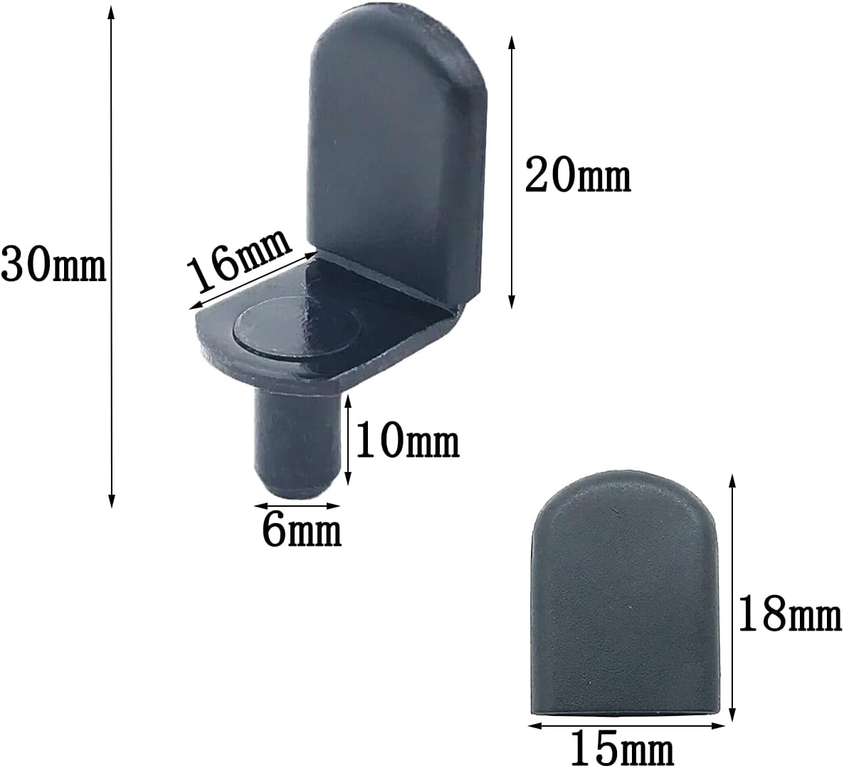 Shelf pins, 40pcs L-Shaped Clips 1/4 Inch Shelf Support Pegs for Glass Supports, with Rubber Sleeve Black - Image 2