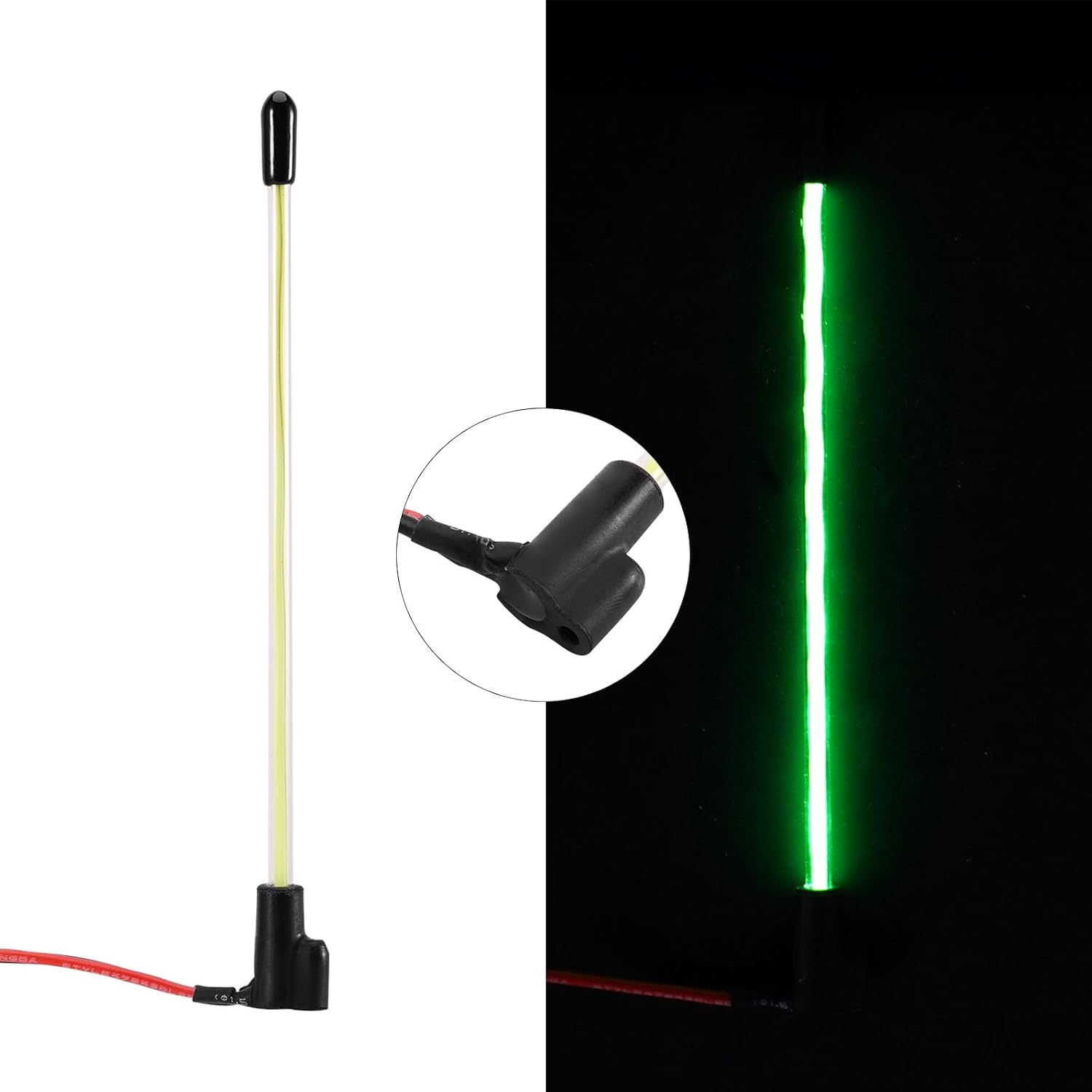 INJORA 2PCS LED Whip Light Bottom Fixed for 1/18 TRX4M 1/24 RC Crawlers Upgrade(Green) - Image 2