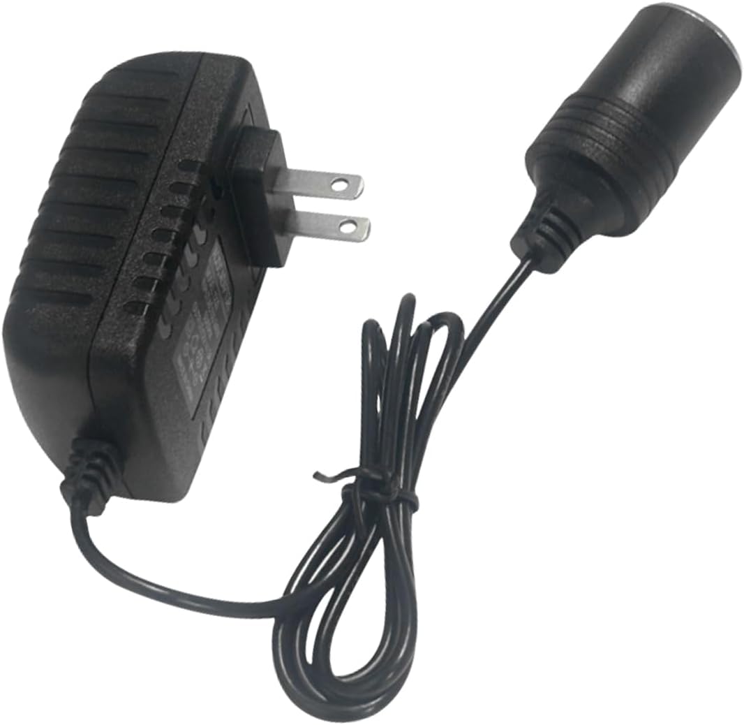 AC to DC Converter, 2A 24W Car Cigarette Lighter Socket Adapter to Wall Plug, Universal 110-240V to 12V DC Power Cable Transformer for Car Devices, Home Appliances