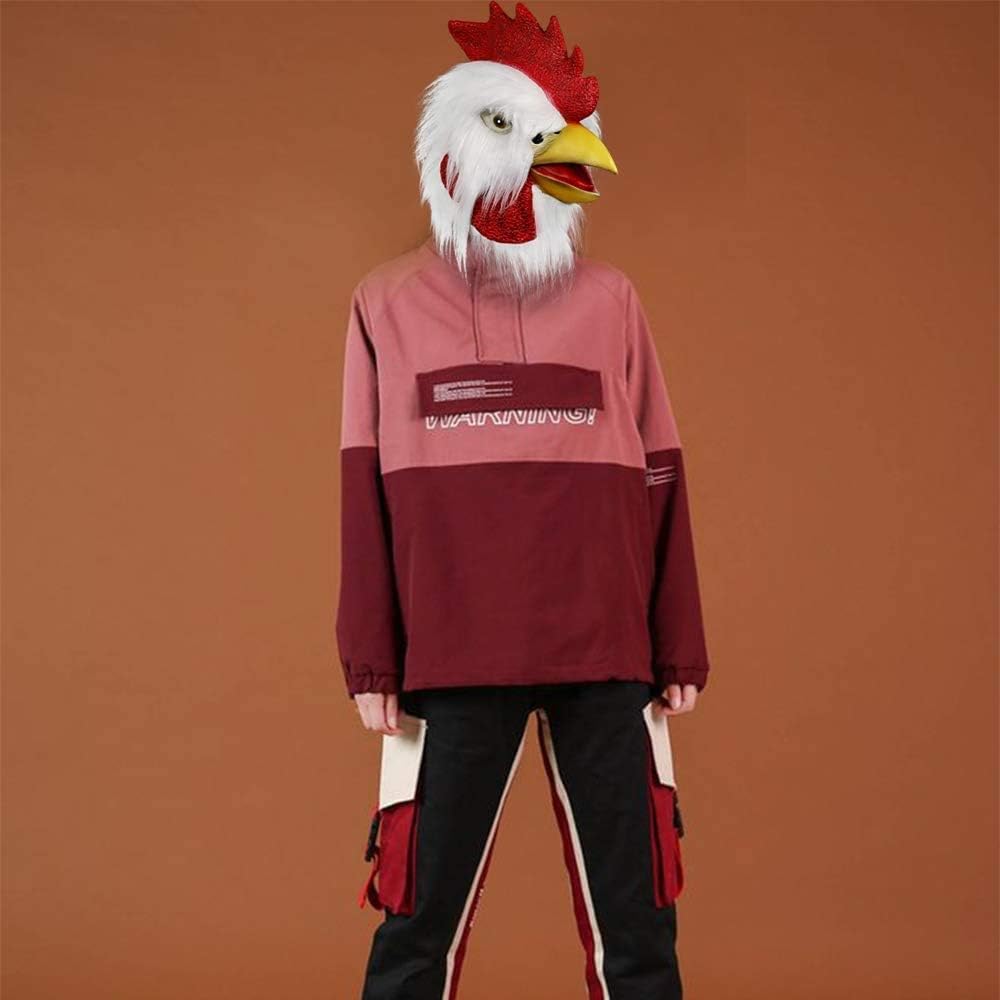 MOLEZU Rooster Mask Chicken Head Mask for Adult, Animal Cock Latex Props for Halloween Cosplay Costume Party Masquerade, White - Image 7